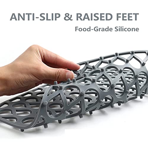 Kitchen Sink Mat, Sink Protectors For Kitchen Sink, Silicone Sink Mats For Stainless Steel Sink, Silicone Drying Mat Dish Dryer Mats, Can Be Cut For Center Drain Or Rear Drain (13.58"X11.6") #TOP4