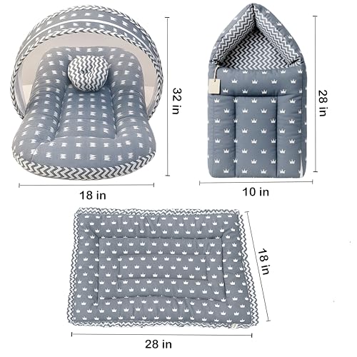 Image of Infantbond by fareto All Season use Baby Essentials Combo | Baby Products | Baby Gift Set | Baby Combo Set for New Born (0-6months)(Pack of 41) (Crown Grey)
