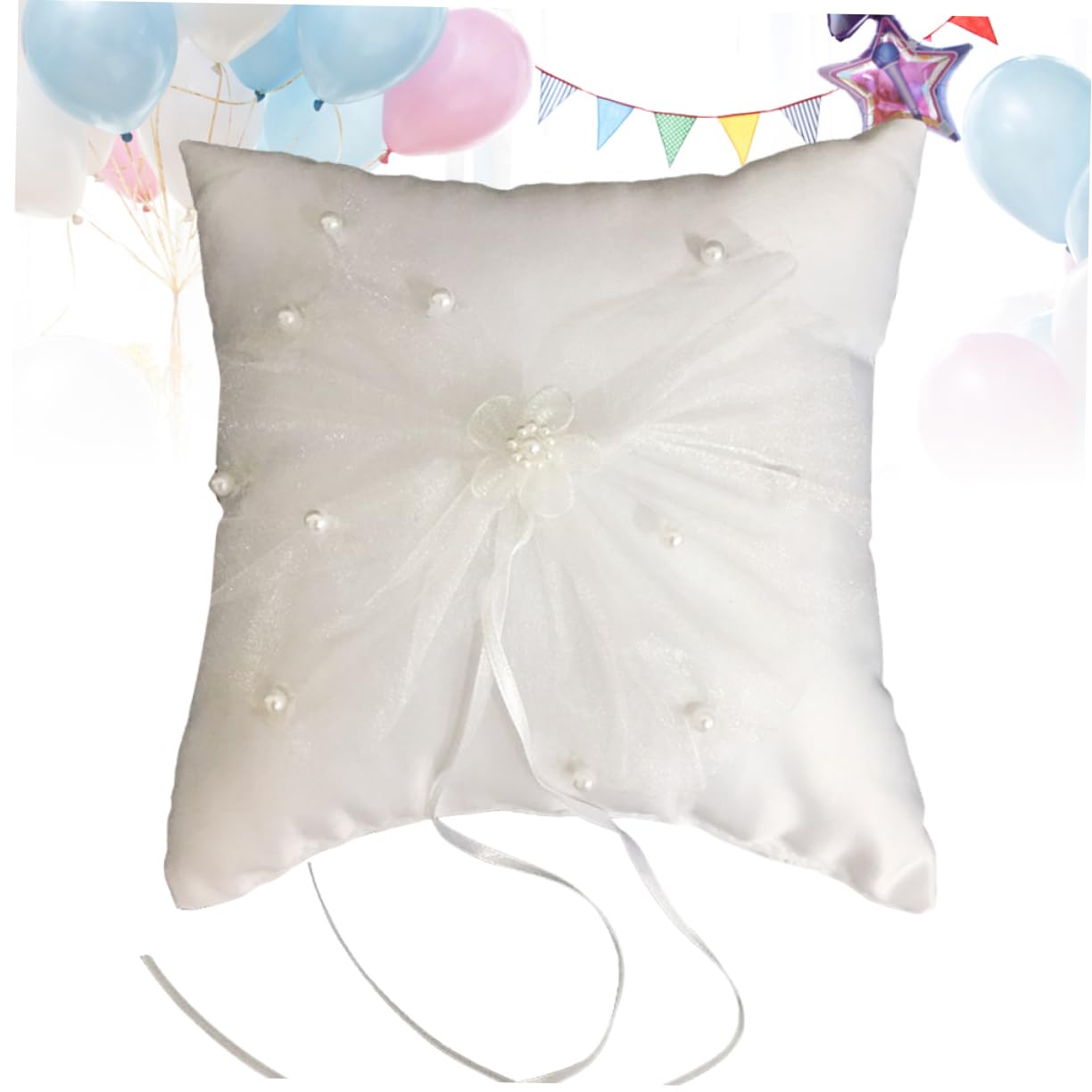Gadpiparty 3pezzi Cuscino Per Fedi Nuziali Elegante Pizzo Con Nastro Decorativo Per Cerimonie Di Matrimonio e Fidanzamento Comodo e Compatto Per Trasporto Facile