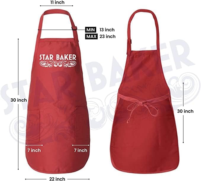 Donkey Tees Star Baker Baking Apron - 2 front pocket kitchen unisex long fit with back ties - Image 6