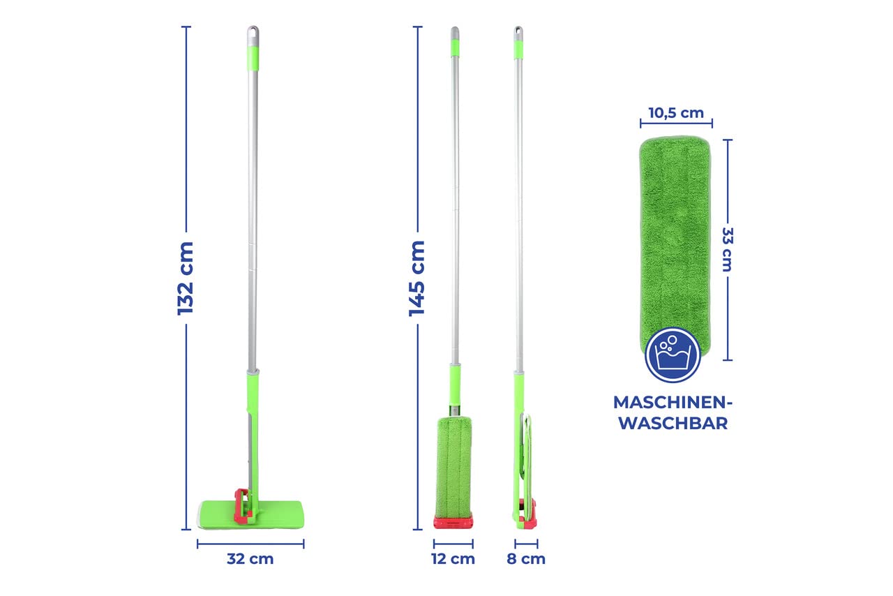 Maximex Bodenwischer Wringo-Star, innovativer Wischmopp mit Wring-Funktion, kein Bücken und nasse Hände, inklusive Mikrofaser-Bezug für alle Böden, platzsparend abstellbar