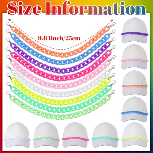 Image of Geyoga 9 Pcs Trucker Hat Chains Trucker Hat Charms Women Man Bill Decoration Detachable DIY Metal Chain for Mesh Baseball Cap(Candy Color,Candy)