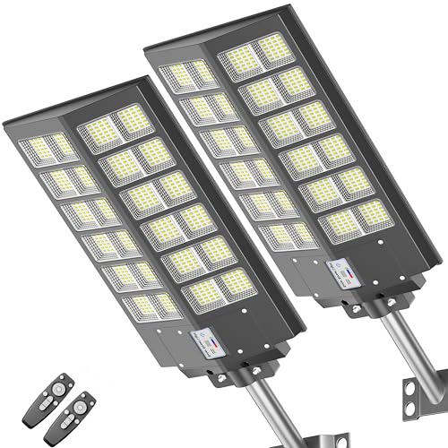 loyoele 9000W Solar Street Lights Outdoor 120000LM, Commercial Parking Lot Light 7000K, Solar Flood Outdoor Lights IP66 Waterproof with Motion Sensor for Road,Garden, Basketball Courts Black