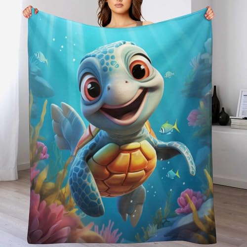 Couverture tortue lavable en machine, plaid chaud en flannel douce - 2