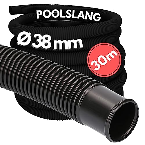 30 meter Kalitec poolslang 38 mm, svart I poolslang 38 mm I slang pool I slang för poolpump I flexibel pumpslang I tillverkad i Tyskland I klorbeständig I formstabil I halkfri