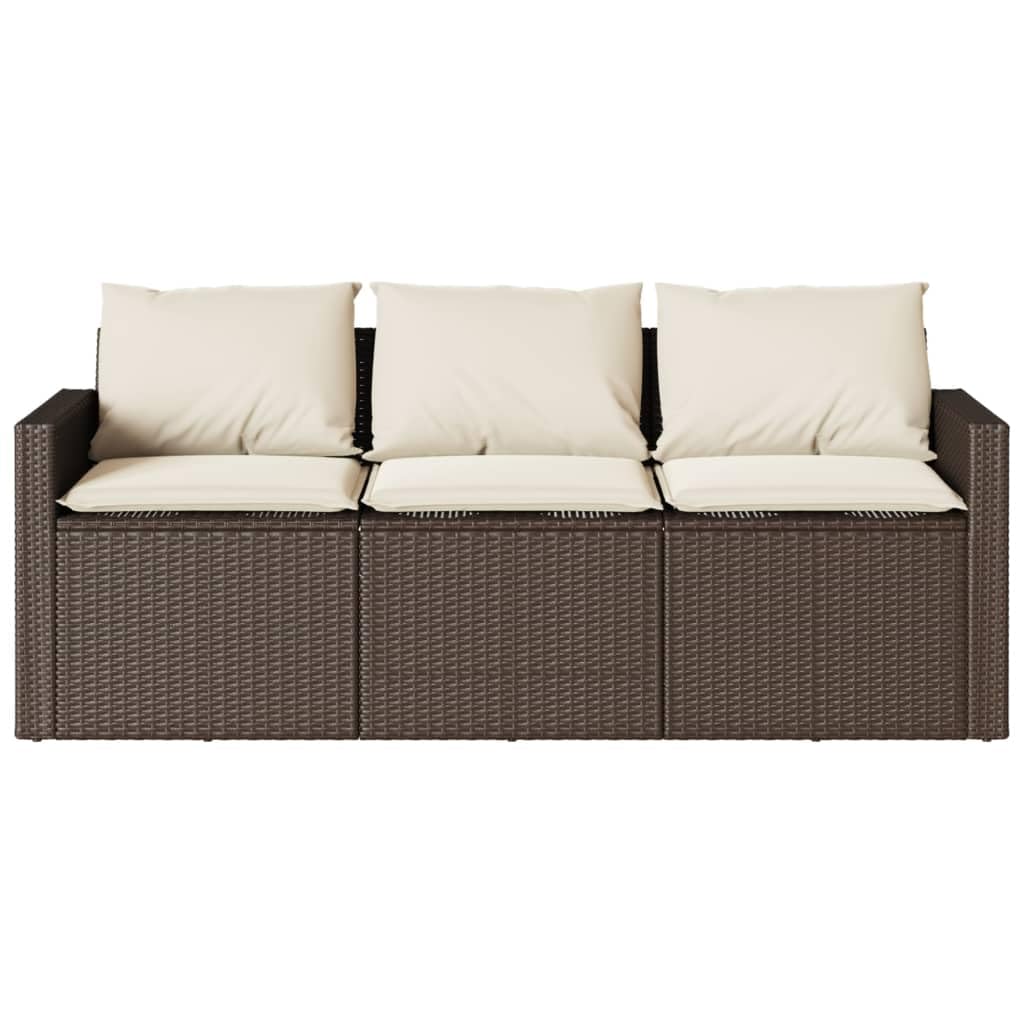 vidaXL Canapé de Jardin avec Coussins 3 Places Brun résine tressée, canapé d'extérieur, canapé de Jardin 3 Places, canapé d'extérieur 3 Places