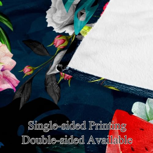 Couverture polaire microfibre 150x200cm jeté de canapé motif fleur