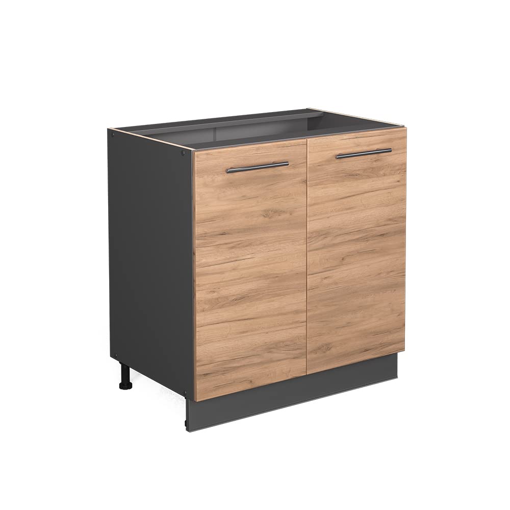 Vicco Armario bajo para Fregadero Fame-Line, Roble Dorado, 80 cm con Estante, sin encimera, para Combinar con Otros módulos de la Serie Fame-Line