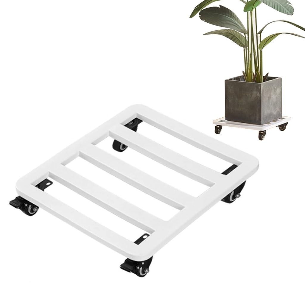 Support de plantes en métal blanc pour soulager votre dos lors du jardinage
