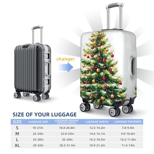 Christmas Tree Watercolor Elastic Travel Luggage Covers Dustproof Scratch-Resistant Suitcase Protector Fit 22-24 Inch4