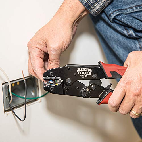 Image of Klein Tools 3005CR Wire Crimper Tool, Ratcheting Insulated Terminal Crimper for 10 to 22 AWG Wire