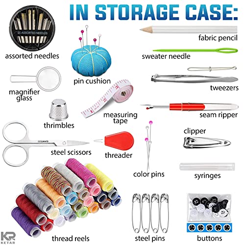 image for KETAR 99Pcs Travel Sewing Kit for Adults - Needle and Thread Kit for S
