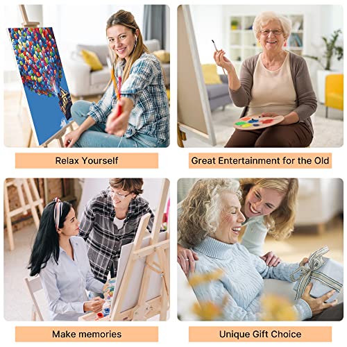 Rihe Diy Oil Painting Paint By Numbers Kits With Brushes And Acrylic Pigment For Adults Kids Beginner - Hot Air Balloon 16X20 Inch(Wooden Framed) #TOP6