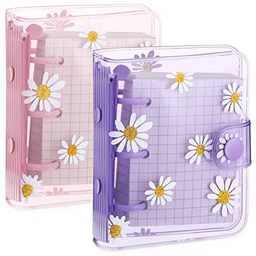 2 Sets Mini Cubiertas de Carpetas Transparentes con 3 Anillos con Papel Interior Cuaderno...