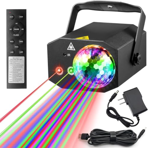 Party Lights Dj Disco Ball Light with Pattern Projection and Sound Activated, Buclhoz RGB Colored...