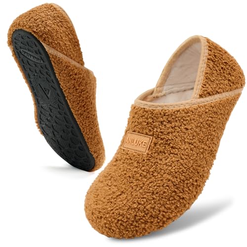 Image of ANLUKE Slipper for Women Men Slipper Socks Fuzzy House Shoes Rubber Sole Slip On Soft-Lightweight Non Slip Indoor /Outdoor