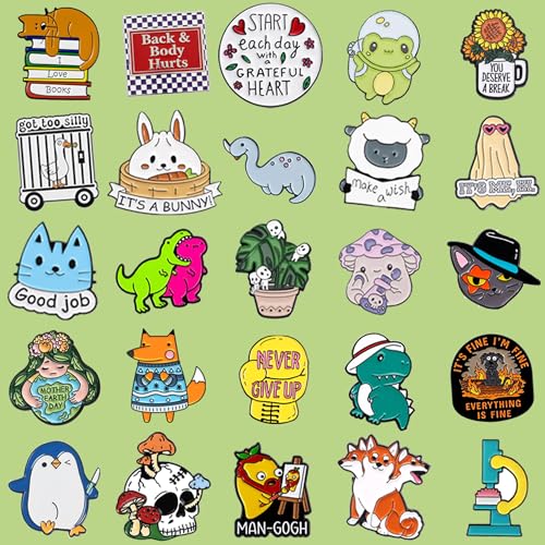 Image of SINCCO 20 /40 /50 PCS Cute Enamel Pins Bulk, Funny Backpack Pins Aesthetic Lapel Badge Pins Set Assorted Enamel Brooch Pins for Backpacks, Hats, Bags, Landyards