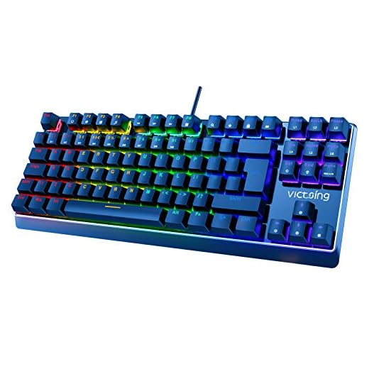 Teclado Mecánico Gaming de VicTsing, 104 Teclas y Switches Blue, con Cable y 6 Colores RGB Retroiluminado, Anti-Ghosting-Versión Español