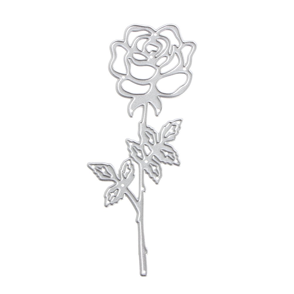 Huhuswwbin, fustelle in metallo, fustelle a forma di rosa, per scrapbooking, fai da te, album di ritagli, biglietti, stencil – argento, strumento per goffratura per biglietti, scrapbooking, fai da te