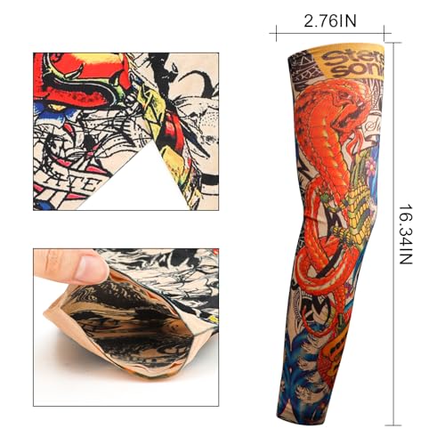 Image of YARIEW Tattoo Sleeves for Men, 6Pcs Arm Sleeves Fake Tattoos Sleeves to Cover Arms Sun Protection Sleeves Tattoo Sleeve Covers Temporary Tattoo Sleeves for Men and Women (Set 7)