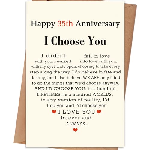gerdiny 35th Anniversary Card 35 Year Wedding Anniversary Cards Gift for Husband Wife Men Women Coral Anniversary Card Gifts for Him Her Couples