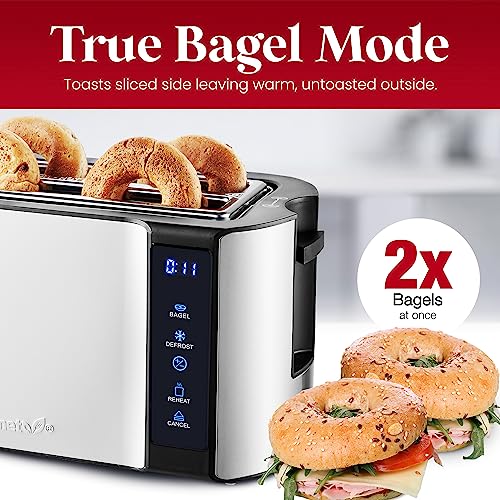 image for Elite Gourmet ECT5322 Long Slot 4 Slice Toaster, Countdown Timer, Bage