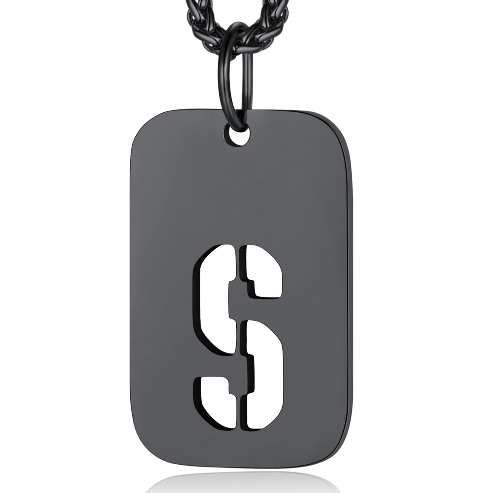 ChainsProMen Dog Tag Necklace,Personalised Photo/Text Dog Tags for Men Boy Initial Letter Pendant with 22+2'' Chain,Silver/Gold/Black (Gift Wrapped)Recycled Claim Standard Blended