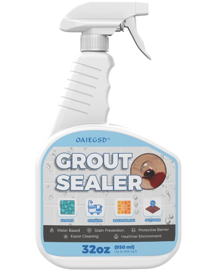 32 OZ Tile Grout Sealer Spray for Indoor & Outdoor, Clear Penetrating Waterproof Shower Sealer for Shower, Kitchen, Floor, Fast Dry Grout Stain Sealant Protector for Stone, Marble, Floor