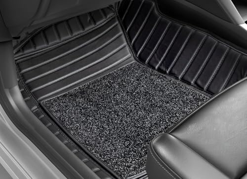 Image of Premium 10D Car Floor Mat for Hector Plus Custom Fitted, Luxury Car Foot Mats Compatible with MG Hector Plus, Set of 4 Pcs, 100% Waterproof and Washable, Classic Black