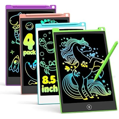 TECJOE 4 Pack LCD Writing Tablet، لوحة رسم ملونة مقاس 8.5 بوصة، ألعاب سفر للأطفال، ألعاب تعليمية للأنشطة، هدايا عيد ميلاد للأولاد والبنات الذين تتراوح أعمارهم بين 3 و8 سنوات، مرحلة ما قبل المدرسة