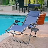 Jeco GCS18 Navy Blue Marina Zero Gravity Chair with Sunshade Pillow and Drink Tray