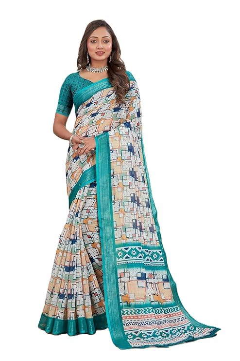 Digital Print Assam Silk Cotton Linen Saree for Women | Traditional Floral Ethnic Printed Saree with Elegant Designer Border | Lightweight Festival Wedding, Cultural Occasion Saree-image-27