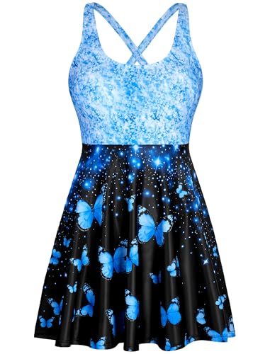 HUSAKRY One Piece Swimsuit Women Tummy Control Swim Dress Swimwear S-24W