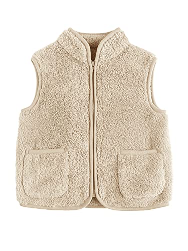 Baby Boys Girls Sherpa Stand Collar Vest Zip Up Fleece Fuzzy Sleeveless Toddler Fall Winter Warm Outerwear with Pockets