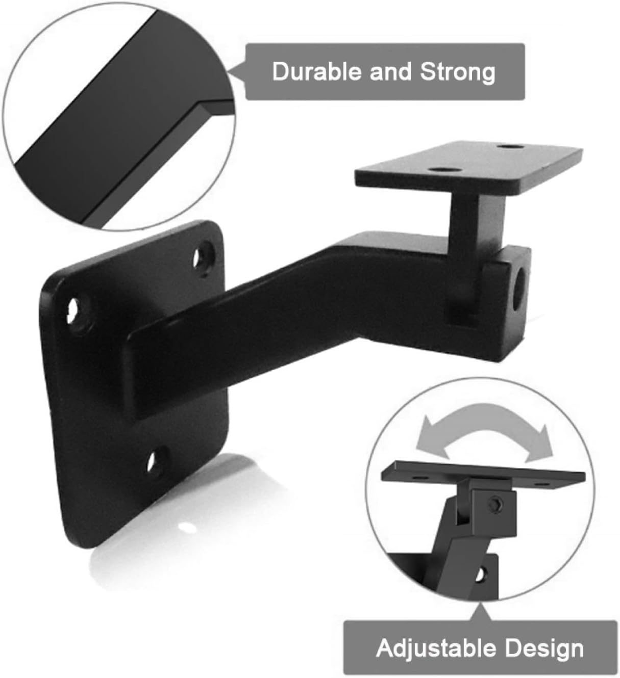 TopHomer 4 Packs Heavy Duty Handrail Bracket, Adjustable Square Stair Brackets for Home & Office Stairways Handrail, Including Screws and Wrench