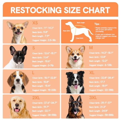 Image of SAWMONG Recovery Suit for Dogs Female Male, Cotton Breathable Dog Onesie After Surgery Spay Neuter, Professional Pet Surgical Suit, Substitute E-Collar Cone (Orange Stripes, 2XL)