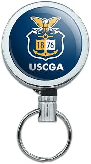 U.S. Coast Guard Academy Official Bears Logo Heavy Duty Metal Retractable Reel ID Badge Key Card Tag Holder with Belt Clip