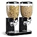 BAKAJI Dispenser Storage Dosatore Distributore Erogatore Cereali Pasta Caramelle Dolci Frutta Secca con Rotella Doppio Contenitore da 8 lt e Dosatore Interno (Nero)