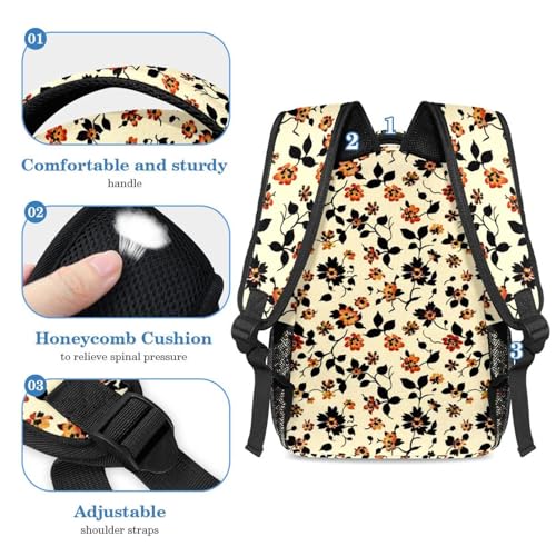 Cartable rétro à fleurs ensemble scolaire ado et sac de voyage compact