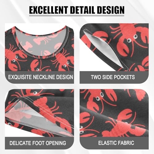 ALAZA Cartoon Lobster Red Black Pajamas Short Sleeve 2 Piece Sleepwear Top and Bottom Pajama Set Unisex4