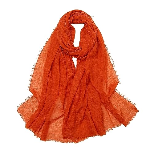 Écharpe en lin en coton d'été pour femmes au fini soyeux et grand châle rouge délicat