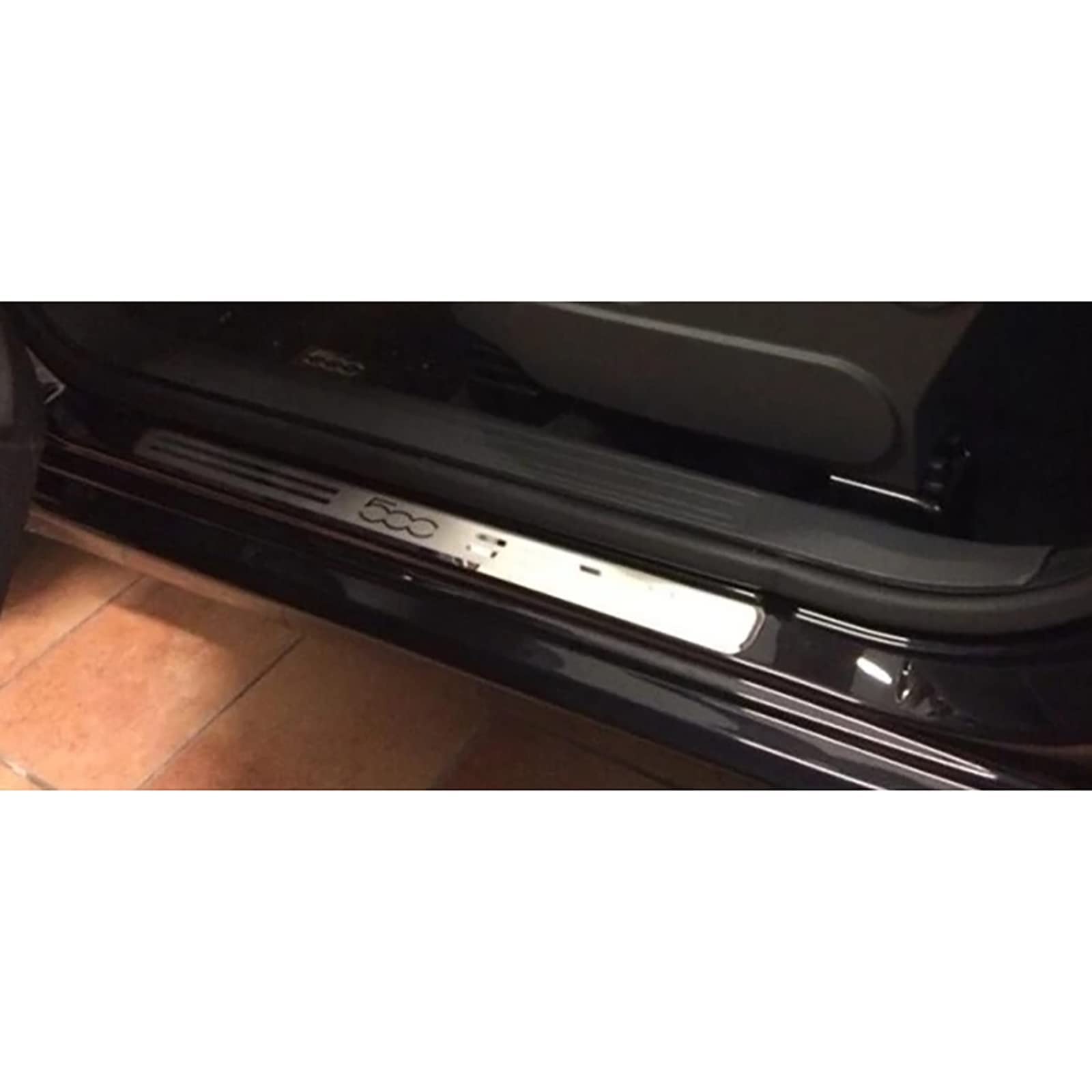 EAGLEG 2 Pezzi Acciaio Inox Battitacco per Auto Sticker, per Fi-at 500 500C, Esterno Battitacco Protezione Plates Anti-Graffio Scuff Adesivi Decorativi Accessori,Silver