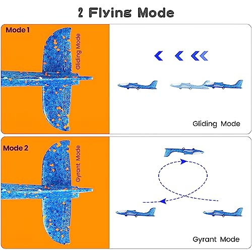 3-Pack-Airplane-Launcher-Toys-2-Flight-Modes-Foam-Glider-Catapult-Plane-Toy-with-Dinosaur-Stickers-LED-Light-Outdoor-Flying-Game-Toys-for-4-5-6-7-8-9-10-11-12-Year-Old-Boys-Girls-Birthday-Gifts