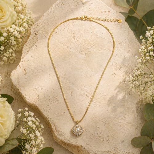 Image of RIDHVEE Anti-Tarnish Gold Plated Pendant Necklace for Women & Girls | Skin Friendly Lightweight Fashion Jewellery | Elegant Minimalist Chain Necklace & Gifting