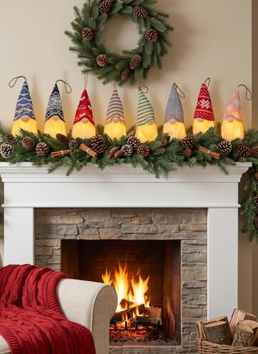 Brightown New 8 Pack Christmas Gnomes Ornaments with Warm LED Lights - Image 5
