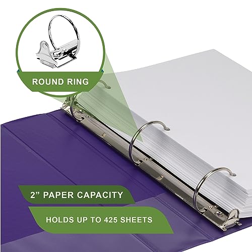 Image of Samsill Plant-Based 2 Inch Durable Round Ring, View Binder, Eco-Friendly, USDA Certified Biobased, Purple