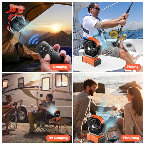 Odoland 40000mAh Camping Fan with Lantern, Battery Operated Oscillating Fan - image 7
