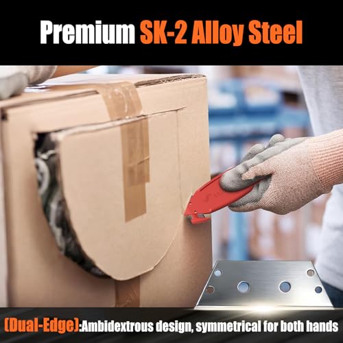 Image of Safety Box Cutter, 6 Pack Ergonomic Lobster Package Opener with Recessed SK-2 Blade Finger Safe Tape Splitter,Letter Slitter for Warehouse,Office.Assorted Colors