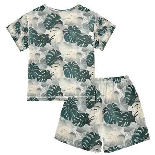 senya Monstera Deliciosa Tropical Summer Pajamas Set Short Cotton Sleepwear 2 Piece2