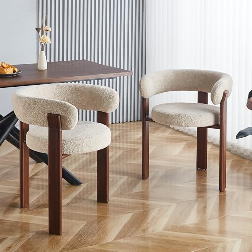 Dining Chairs Set of 2,Sherpa Barrel Chair with...